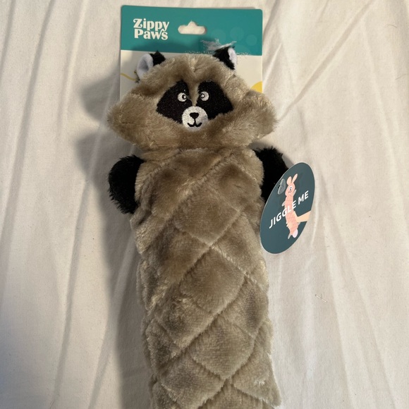 Dog Toy ZippyPaws Raccoon Jigglerz Squeaky Tough Stuffing with Crinkle Head Dog - Picture 2 of 5
